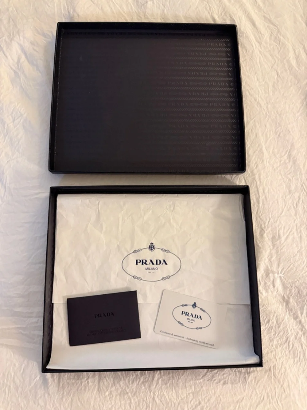 Pravda Gift Box with Prada Tissue and Envelope for Authentication Card